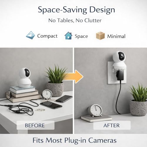 Image of Smart Security Camera Mount with Plug Holder, No Drill Wall Outlet Mount Stand for Indoor CCTV Cameras, Cable Management, Secure Plug-in Holder for Home, Office & Entryway