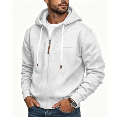 Mens Full Zip Hoodies Fashion Fleece Drawstring Hooded Sweatshirts Jackets - image 6