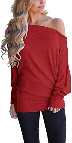 Poetsky Women’s Off Shoulder Tops Casual Loose Shirt Batwing Sleeve Tunics Blouse