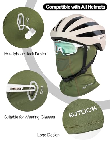KUTOOK Sturmhaube Fahrrad Motorrad Winter Warm Skimaske Balaclava Gesichtshaube Winddicht Herbst Herren Damen Skimaske für Outdoor Sport Radfahren Snowboarden Ski Grün