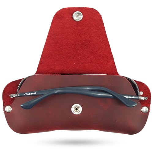 Image of Toprank Leather Eyeglass Case - Handmade Slim Sunglasses Holder, Genuine and Universal Fit for Men and Women