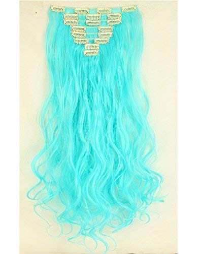 S-noilite 8 Piececk Full Head Hair Extension 18 ClipT205-A Hairpieces (Sky Blue)
