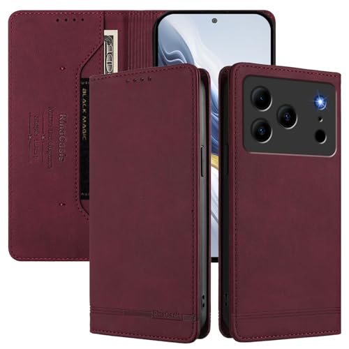 �X�}�z�P�[�X �Ή��@�� for Doogee Note 56 (Pro) / Note 56 Plus �yRFID�Ւf�@�\�z�y�J�[�h�z���_�[�t���}�O�l�b�g�J���t���b�v�X�^���h�z�P�[�X Red