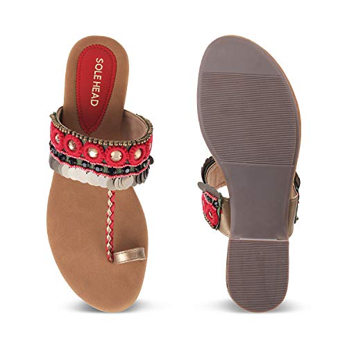 Image of SOLE HEAD Red Flat Women Sandal