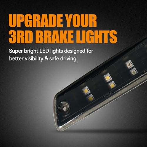 Image of Third 3rd Brake Light LED for 1994-2001 Dodge Ram 1500, High Mount Rear Brake Lights Assembly for 94-02 Ram 2500 3500, Waterproof Center Cab Cargo Lamp Stop Light