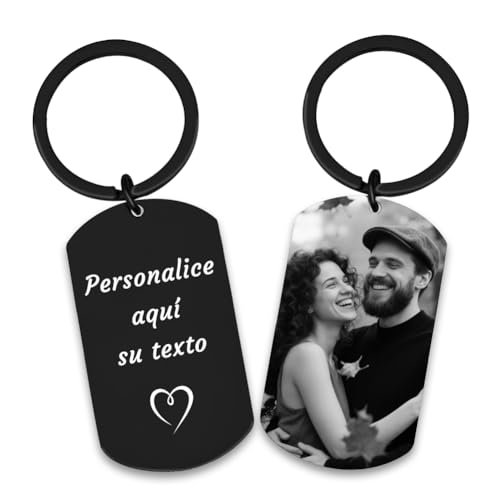 AnJeey Llavero personalizado con foto y texto - Impresión a color UV - Regalo personalizado para Mamá, Papá, Abuelos, Familia - Cumpleaños, Navidad, Aniversario, Día de la Madre - Recuerdo único