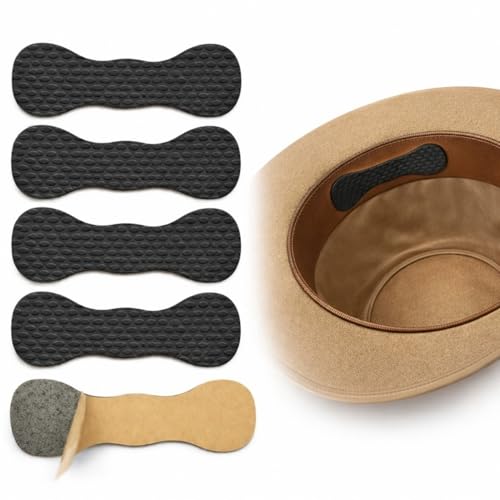Cowboy Hat Size Reducer 5 Pack Silicone Inserts for Loose Western Hats | Leather sweatbands Over 1.2 in Dumbbell Shape Non Slip Grip Rodeo Riding Ranch Work Black