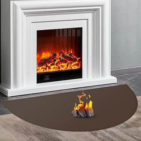 Hearth Rugs for Fireplaces Fire Resistant, 42 x 24 inch Fireproof Fireplace Mat Hearth Rug, Hearth Pads for Wood Stove Fireplace Indoor Outdoor, Protect Floors Carpets from Sparks Embers-Brown, 1mm Cover