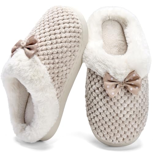 Image of WateLves Girls Slippers Memory Foam Toddler Kids Comfort Wool-Like Plush Fleece Lined House Shoes for Indoor & Outdoor