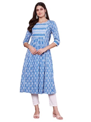 Image of JAPER KURTI Women's Cotton Floral Regular Kurta