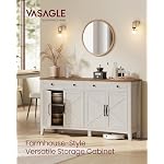 VASAGLE LIRY Collection - Buffet Cabinet, Coffee Bar Cabinet with 2 Drawers, Adjustable Shelves, Sideboard Storage with Cable Holes, Drawer Dividers, Rustic White and Honey Brown UBBK381W01 - Image 4