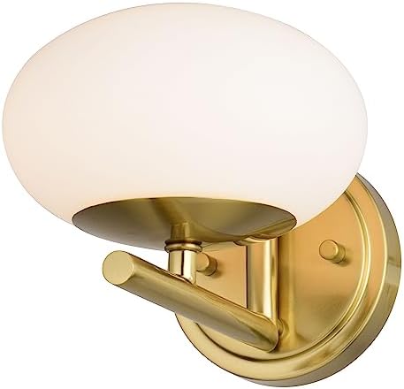VAXCEL Sloane 1 Light LED Gold Satin Brass Mid-Century Modern Wall Sconce Fixture with White Glass Globe