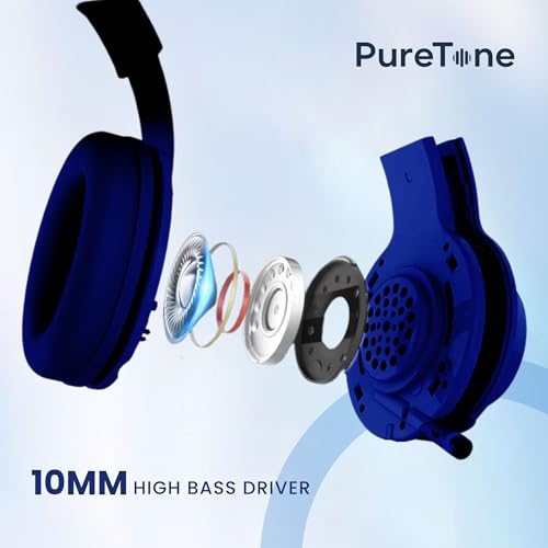 Image of OOGE Echo 100 Wireless Bluetooth Headphones (Blue), 30H Playtime, 800H Standby Time, 250mAh Battery, Bluetooth 5.3, 10m Range, 1-Year Warranty