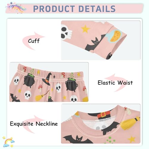 Pajama Sets Long Sleeve Halloween Themed Seamless Pattern Design Soft Comfy Sleepwear 2 Piece PJS 3-8T4