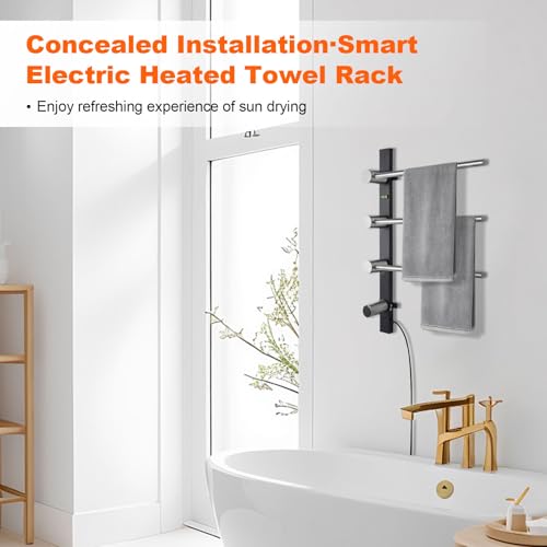 Wall Towel Warmer - 3 Bar Wall Mounted Heated Towel Rack - Adjustable Temperature Towel Heater with Timer, LED Display Screen for Bathroom, Home