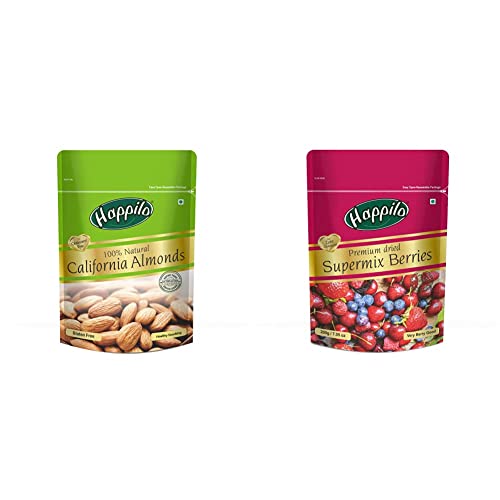 Image of Happilo 100% Natural Premium Californian Almonds, 200g + Happilo Premium International Super Mix Berries, 200g