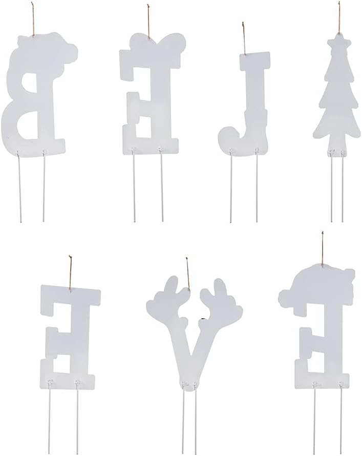 Glitzhome 7 Sets Believe Christmas Yard Stake, 23" H Garden Ornaments Metal Wall Decor Believe Garden Stakes Decorative Sign for Christmas Decorations : Everything Else