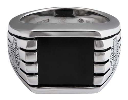 Harley-Davidson Mens Bar & Shield Steel Lines Ring Silver Stainless Steel (9)
