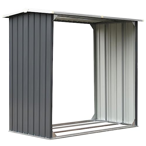 vidaXL Casetilla para Leña Acero Galvanizado Gris 172x91x154 Caseta Cobertizo