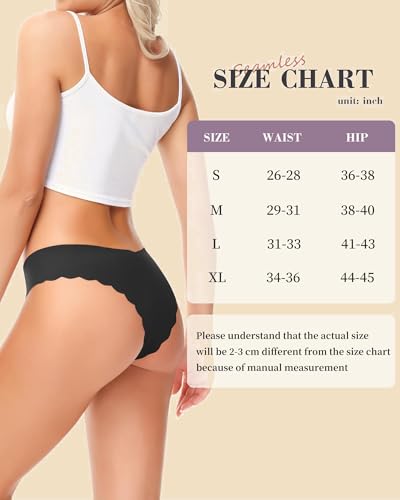 Underwear Women Pack No Show Underwear Sexy Stretch Waist Hipster Wavy Sides Invisible Panties 5 Pack S-XL3