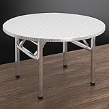 FORRTY Klappbarer Runder Edelstahltisch, Robuster Kommerzieller Vorbereitungs- Und Esstisch for Grillen Im Freien, Restaurant, Catering, Klappbare Arbeitsstation, 80/90cm(90X55cm(35.4X21.6IN))