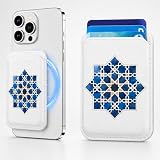 Geometric Star Tile Magnetic Phone Card Holder, Slim PU Phone Wallet for Credit Cards, Back Card Pouch