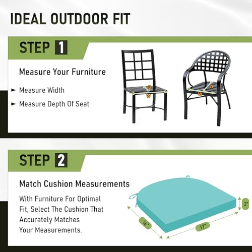 Image of Basic Beyond Outdoor Chair Cushions Set of 4, Outdoor Cushions for Patio Furniture, Water Resistant Patio Chair Cushions with 2 Ties, 17x16x2, Teal
