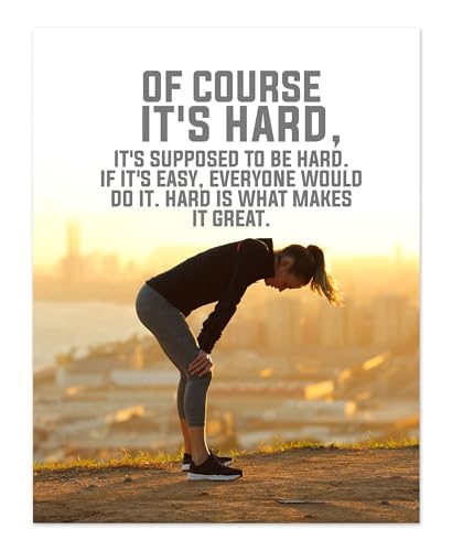 Of Course It's Hard Quote Poster, 8x10 Unframed Gym Wall Art, Motivational Wall Decor for Home...