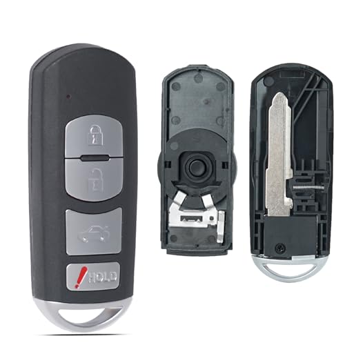 SUPALAND Key Fob Shell Case Replacement Fits for Mazda 3 6 Miata MX-5 CX-5 CX-9 2014 2015 2016 2017 2018 2019 Keyless Entry Remote Control 4 Button Pad Key Fob Cover
