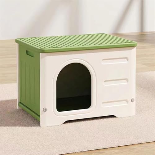 猫 ケージ 猫 ゲージ キャットケージ ペットハウス 猫ハウス キャットハウス ABS製 防水 耐重 通気性 洗え 組立簡単 屋外 屋内兼用 (グリーン, A)