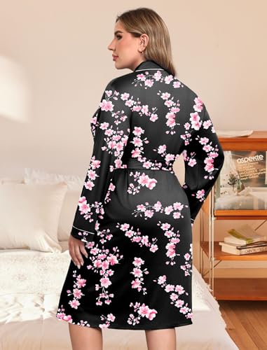 Image of Ekouaer Plus Size Robes for Women Soft Bathrobe V Neck Soft Maternity Robe
