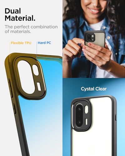 Image of Spigen Essential Sand Crystal | Transparent OnePlus 15R Case | OnePlus 15R Back Cover | TPU+Poly Carbonate - Matte Black