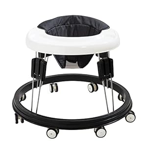 Baby Walker,Foldable Multi-Function Anti-Rollover Toddler Walker,Suitable for All Terrains for Babies Boys and Girls 6-18Months 9 Heights Adjustable(Black)
