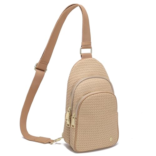 INICAT Small Faux Straw Crossbody Bag for Women