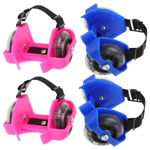 SKISUNO Patines Luces LED Ajustables, Zapatillas de Patinaje de PVC Resistentes, 2 Pares (Azul Rosa), Ideales para Deporte y Uso Exterior, Cómodos y Duraderos