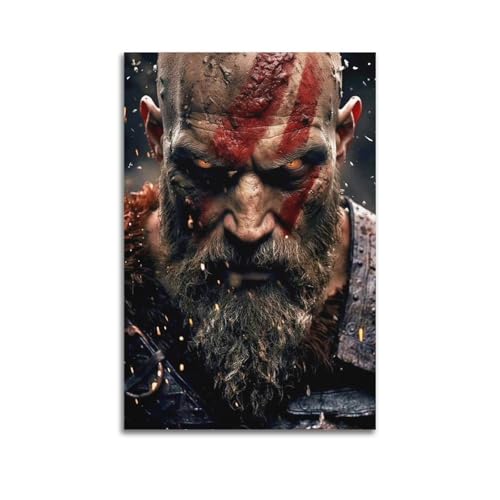 YURQWHRB Póster de God of War para pared, lienzo, cubierta estética, póster vintage, pintura decorativa para habitaciones, 30 x 45 cm, estilo sin marco