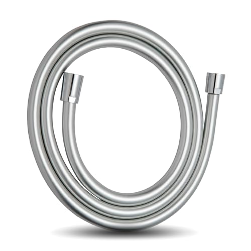 OFFO Duschschlauch 1,2m, Universal Duschrohr mit Duschschlauch Kurz Waschmaschine Hochdruck Brauseschlauch 1m für Badarmaturen Ersatz,Silber