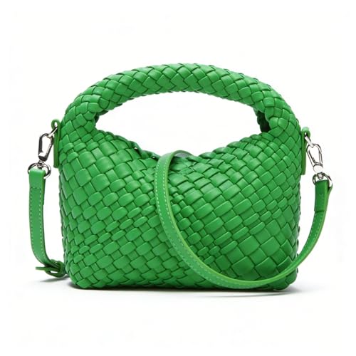 Image of Woven Crossbody Bag Small Tote Cute Purse for Women,Top Handle Handbag Pu Leather Shoulderbag with Detachable Strap