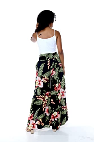 Matchable Couple Hawaiian Luau Shirt or Wide Legged Pants in Rafelsia Black3