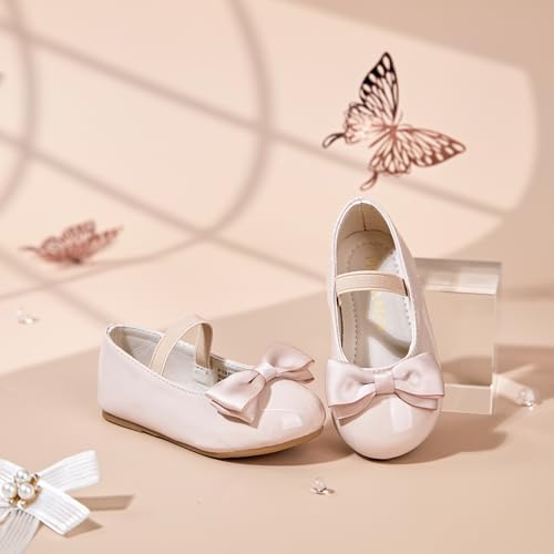 Image of PHIRAMIN Toddler Flower Girl Dress Shoes - Little Girl Ballet Flats Bow Wedding Party