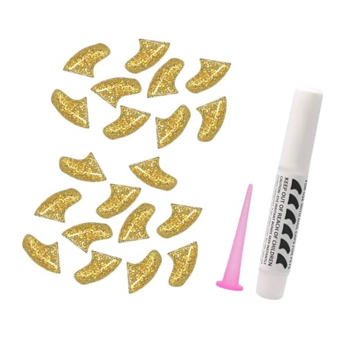 KQFCAZRE 20個入り 猫用ネイルキャップ ペットの足プロテクターカバー グルーミングアクセサリー 便利な用品 簡単装着 ペット用ネイルキャップ, S