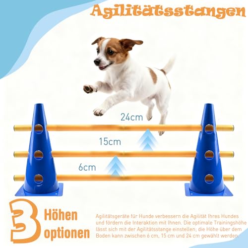 Zazafolora Agility Set Hunde Klein Cavaletti Hunde Steckhürdenset Kinder Agility Hürden Hindernisse für Pferde Hundeparcours Kegel Einstellbare Trainingshürden 23cm Höhe - 8 Stangen 80cm Lang