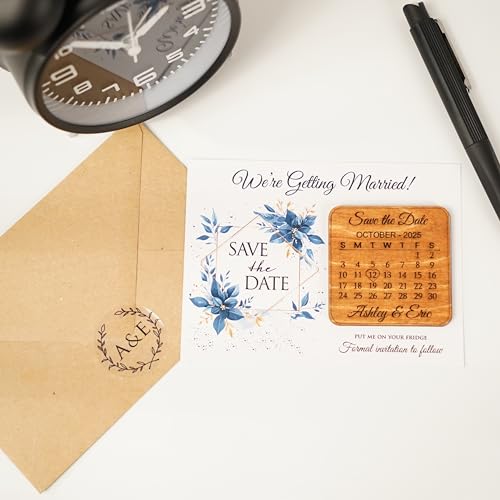 Rustic Boho Save the Date Magnet & Elegant Table Placemat Set for Weddings