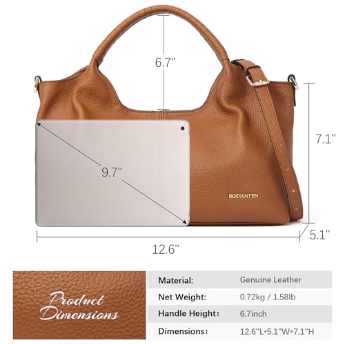 BOSTANTEN Genuine Leather Purses for Women Designer Handbags Crossbody Shoulder Bags Top Handle Satchel with Adjustable Strap4