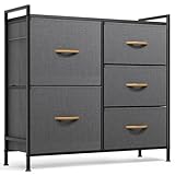 ROMOON Dresser Organizer with 5 Drawers, Fabric Dresser Tower for Bedroom, Hallway, Entryway, Closets - Dark Indigo