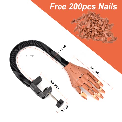 Practice Hand For Acrylic Nails Mekk Nail Practice Hand Never Fall Off Nail Trainning Hand Flexible Nail Practice Hand Kits With Nail Files, Brush, Acrylic Nail Clipper And Nail Tips #TOP5