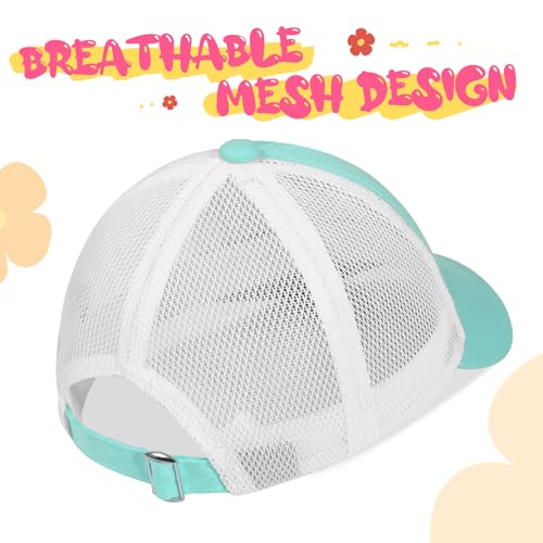 Girls Bow Tie Baseball Cap, Kids Summer Mesh Sun Hats Visor Cap, Adjustable Ponytail Hat for 7-12 Years4