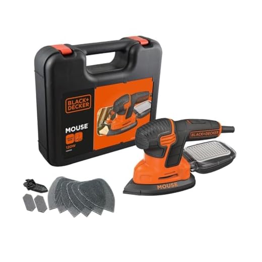 Black+Decker Dreieckschleifer Mouse KA2500K – Kraftvolle Schleifmaschine mit Staubfangbehälter inkl. Mikrofilter – Für das Abschleifen selbst an schwer zugänglichen Stellen – 1 x Schleifer 120 W