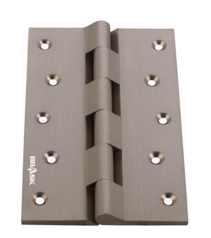 Image of BRASK Brass Railway Hinges 6 inch x 1.1 /2 inch x 3 /16 (150 mm x 38 mm x 5 mm) Heavy Duty Brass Door Hinges (Silver Satin, 3)