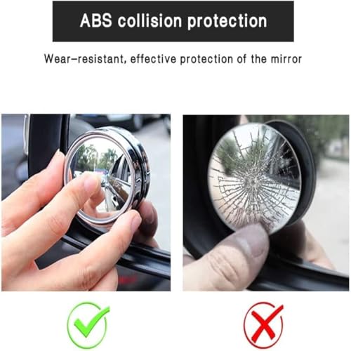 Image of HD Glass Blind Spot Mirror Round 360 Side view Blindspot with Frame, Self-Adhesive for unniversal car Fit with Adjustable Angle, Easy Installation (SILVER)
